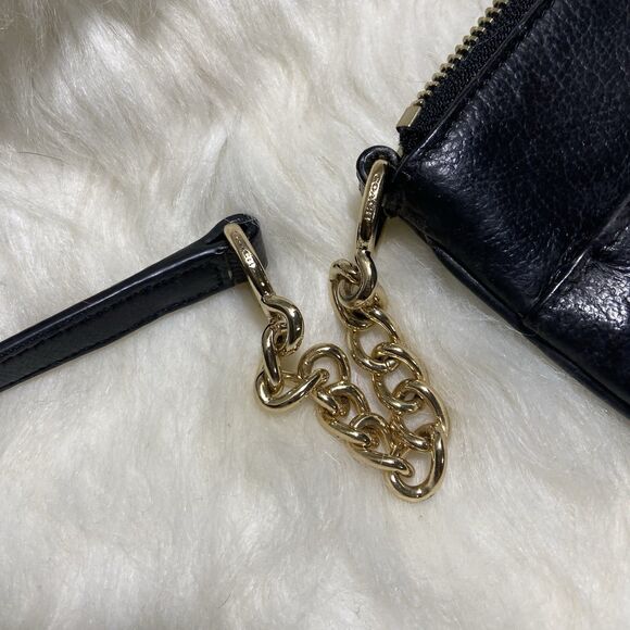 Coach Swagger Swingpack Crossbody Purse Handbag Black Gold Womens - Picture 2 of 12